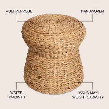 Alberto Modern Bohemian Hand-Woven Hyacinth Mushroom Stool